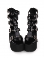 Black Gothic Punk Rivet Buckle Belt Platform Sandals