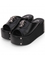 Black Gothic Punk Skull Platform Slippers Sandals