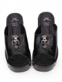 Black Gothic Punk Skull Platform Slippers Sandals