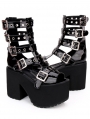 Black Gothic Punk Rivet Belt Platform Sandals