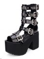 Black Gothic Punk Rivet Belt Platform Sandals