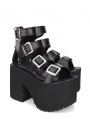 Black Gothic Punk Buckle Belt Platform Sandals