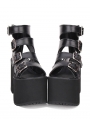 Black Gothic Punk Buckle Belt Platform Sandals