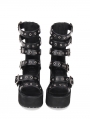 Black Punk Rivet Buckle Belt Platform Sandals