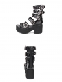 Black Punk Rivet Buckle Belt Platform Sandals