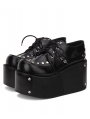 Black Gothic Punk Rivet Lace-up Platform Shoes