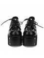 Black Gothic Punk Rivet Lace-up Platform Shoes