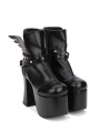 Black Gothic Punk Rivet Wing High Heel Boots