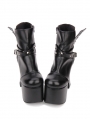 Black Gothic Punk Rivet Wing High Heel Boots