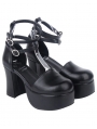 Black Gothic Buckle Belt High Heel Shoes