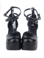 Black Gothic Buckle Belt High Heel Sandals