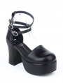 Black Gothic Buckle Belt High Heel Sandals