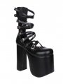 Black Gothic Punk Buckle Belt High Heel Sandals