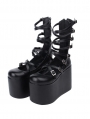 Black Gothic Punk Buckle Belt Platform Sandals