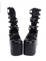 Black Gothic Punk Buckle Belt Platform Sandals