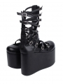 Black Gothic Punk Buckle Belt Platform Sandals