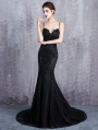 Black Gothic Lace Appliqued Sexy Mermaid Wedding Dress