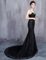 Black Gothic Lace Appliqued Sexy Mermaid Wedding Dress