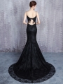 Black Gothic Lace Appliqued Sexy Mermaid Wedding Dress