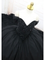 Black Gothic Off-the-Shoulder Beading Ball Gown Wedding Dress