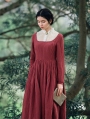 Red Long Sleeves Vintage Medieval Inspired Dress