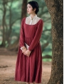 Red Long Sleeves Vintage Medieval Inspired Dress