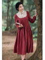 Red Long Sleeves Vintage Medieval Inspired Dress