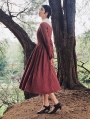 Red Long Sleeves Vintage Medieval Inspired Dress