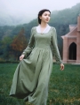 Green Long Sleeves Vintage Medieval Inspired Underwear Dress