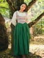 Ivory and Green Two Pieces Vintage Medieval Inspired Dress