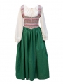 Ivory and Green Two Pieces Vintage Medieval Inspired Dress