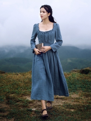 Blue Vintage Medieval Inspired Underwear Dress