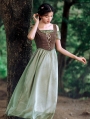 Green and Brown Off-the-Shoulder Medieval Inspired Dress