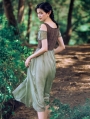 Green and Brown Off-the-Shoulder Medieval Inspired Dress