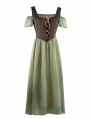 Green and Brown Off-the-Shoulder Medieval Inspired Dress