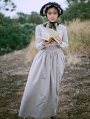Ivory Long Sleeves Vintage Medieval Inspired Dress