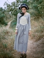 Vintage Stripe Long Sleeves Medieval Inspired Dress