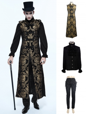 Gold Vintage Gothic Vest Suit for Men