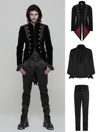 Black Vintage Gothic Swallow Tail Suit for Men