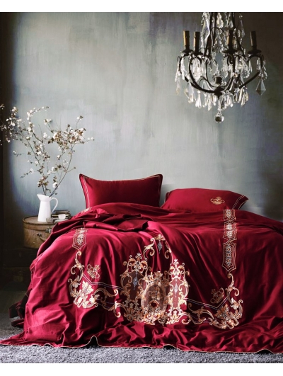 Red Vintage Crown Embroidery Comforter Set Devilnight Co Uk