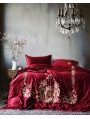 Red Vintage Crown Embroidery Comforter Set 