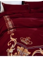 Red Vintage Crown Embroidery Comforter Set 