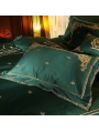 Gorgeous Green Vintage Crown Embroidery Comforter Set 