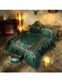 Gorgeous Green Vintage Crown Embroidery Comforter Set 