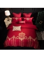 Red Vintage Palace Embroidery Comforter Set 
