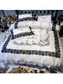 White Floral Embroidery Lace Comforter Set 