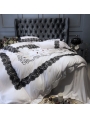 White Floral Embroidery Lace Comforter Set 