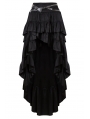 Black Gothic Punk Rivet Belt High-Low Skirt