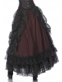 Black and Red Gothic Eleglant Lace Long Skirt