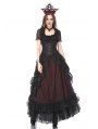 Black and Red Gothic Eleglant Lace Long Skirt